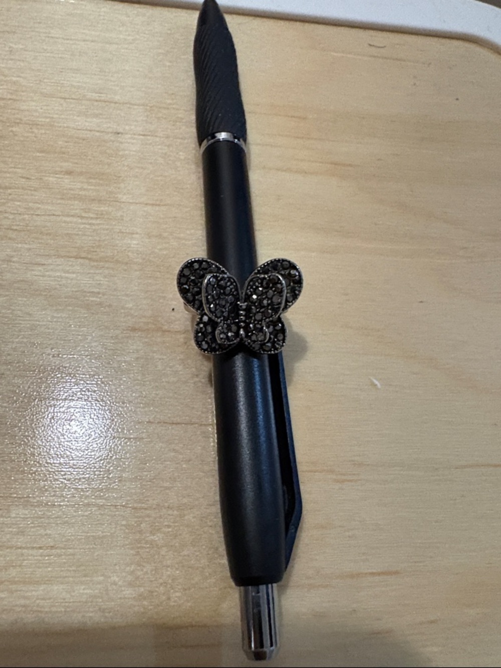 Black Rhinestone Butterfly Ring